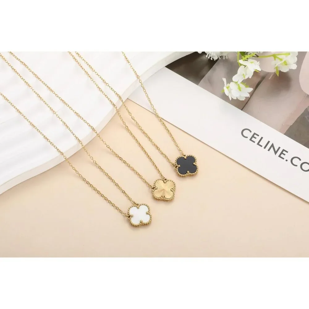 18K Gold Plated Clover Pendant Necklace Set for Women Fashion Four Leaf Clover N_5